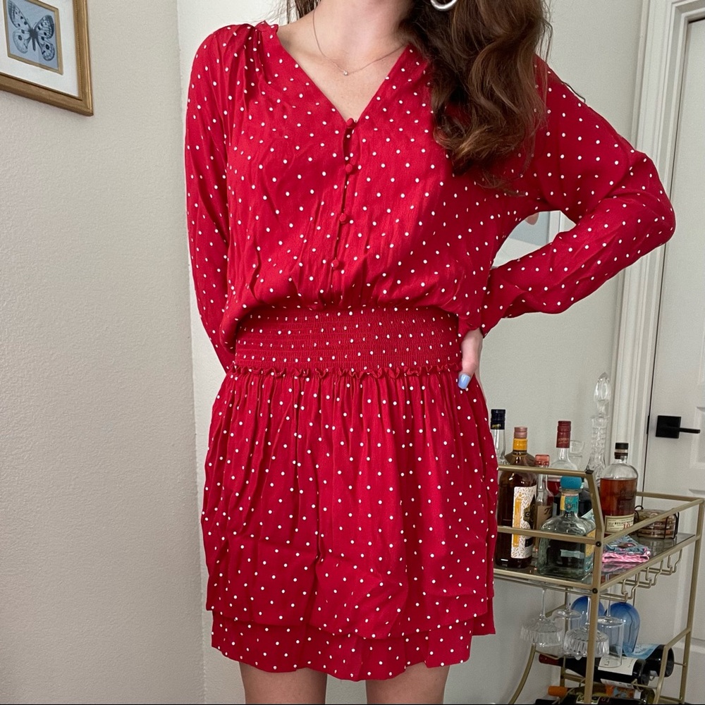 Rails x REVOLVE Jasmine Red White Polka Dot Smocked Dress